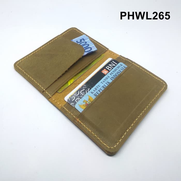 dompet kartu kulit asli card wallet warna olive PHWL265