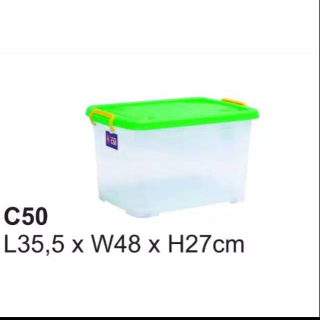 Container Box 50 Liter Kontainer Roda Bening Twinpan READY STOCK