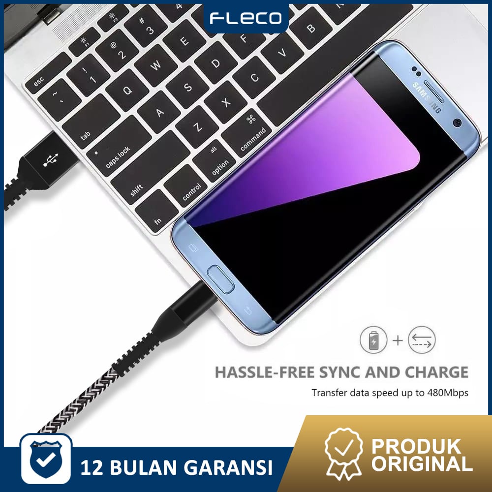 Kabel data USB  Type C fast charging 3.1A Micro USB Micro F-4 FLECO - Garansi 1 Tahun Rusak Ganti Baru