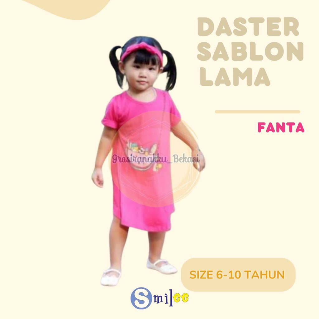 Daster Anak Smile Sablon Junior Motif Pink Fanta Watermelon Size 6-10Thn