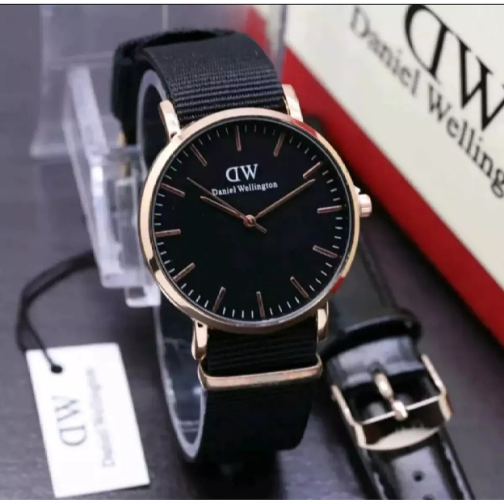 JAM TANGAN TERMURAH - Jam Tangan Pria Casual Pria Canvas Bonus Tali Kulit FREE BOX & Baterai