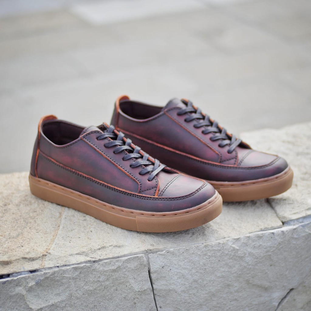 OLAF MAROON |FORIND x Greata| Sepatu Kulit Asli Sneakers Vintage Casual Pria/Men/Cow Kasual Footwear