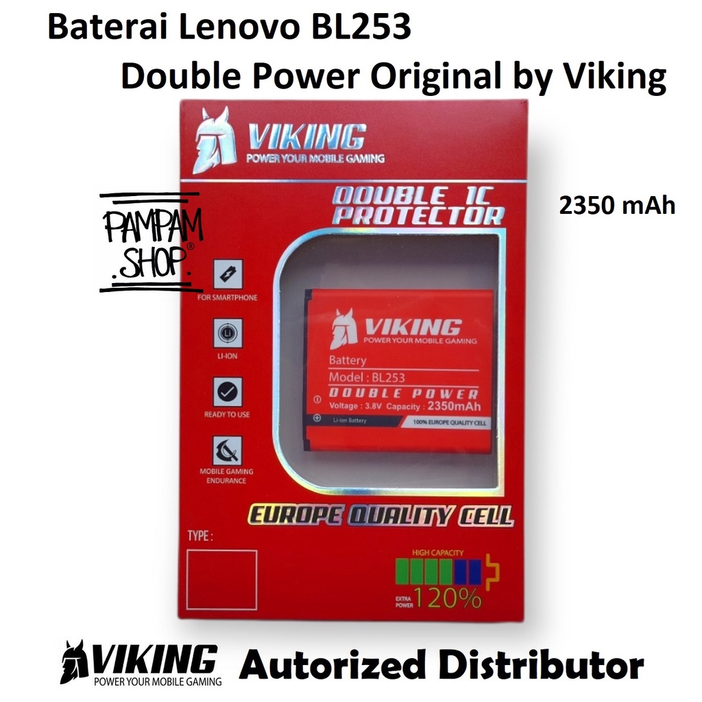 Baterai VIKING Double Power Original Lenovo BL253 A1000 A2010 A2580 A2860 Batre Batrai Battery Ori