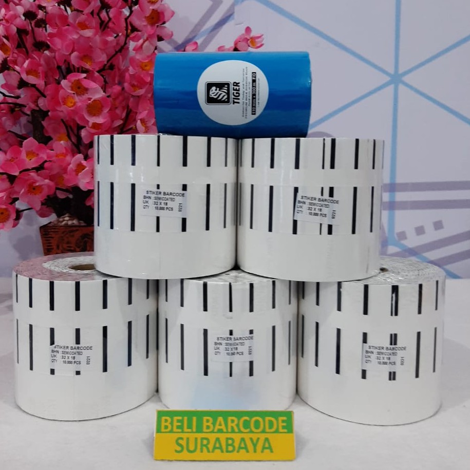 LABEL SEMICOATED + RIBBON WAX SEPAKET TERMURAH UNTUK CETAK BARCODE LABEL