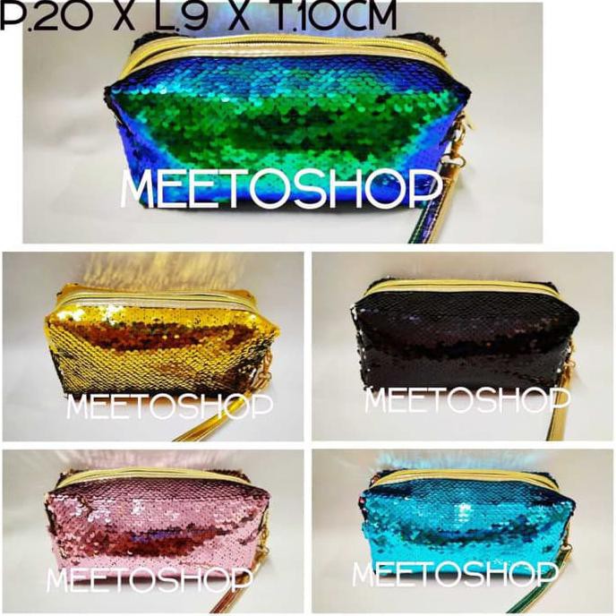 

Tempat Pensil Sequin Berubah Warna Pencil Case Anak Pouch Tas Kosmetik - BLue