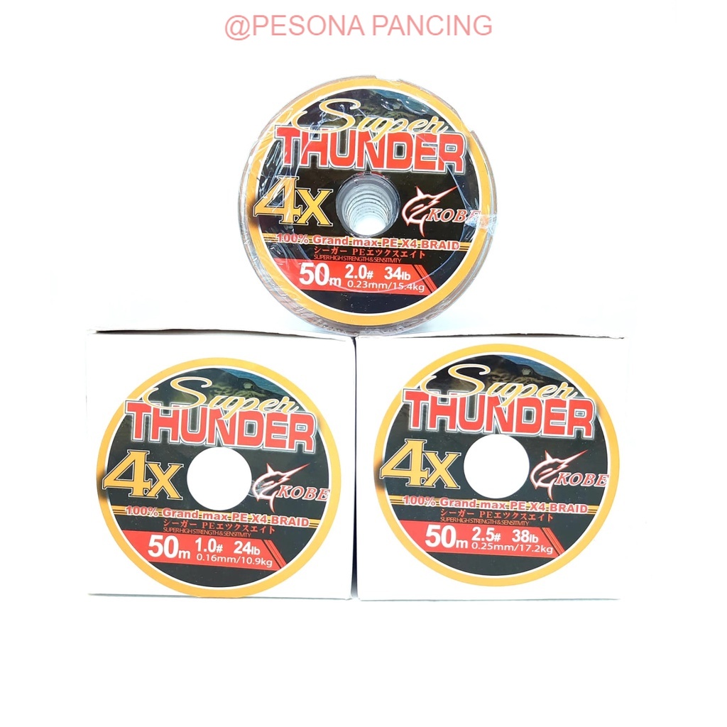 Senar PE AEWA KOBE SUPER THUNDER 4X Connecting Sangat KUAT dan Super MURAH