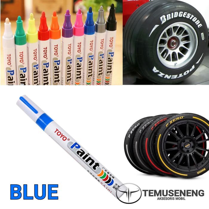 Biru Spidol Ban Warna Roda Mobil Motor Toyo Paint Marker Ori Karet