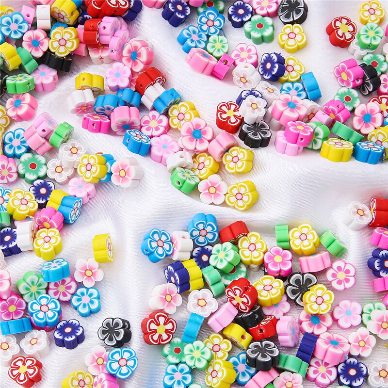 30Pcs/lot 10mm Clay Flower Mix Color Polymer Spacer Loose Beads For Jewelry Making Bracelets Necklace DIY Earrings Accessories