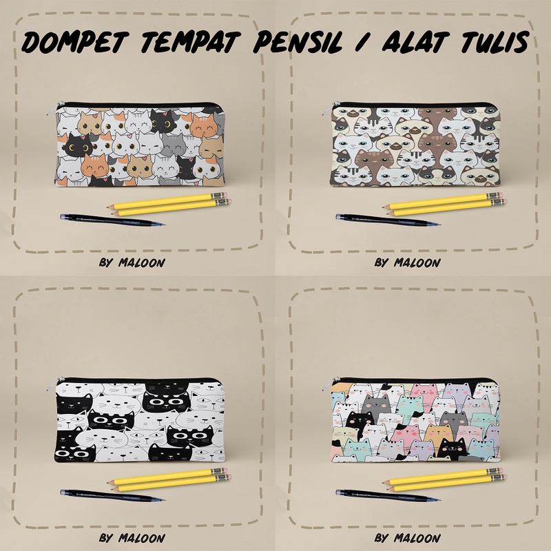 Dompet Tempat Pensil Alat Tulis alat makeup bahan Kanvas MOTIF LUCU 1