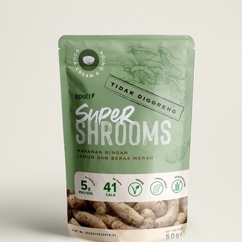 

ppuff! Supershrooms Sour Cream & Onion Gluten Free & Vegan Snack[50gr]