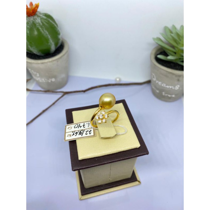 Cincin emas 22 karat mutiara air laut lombok asli