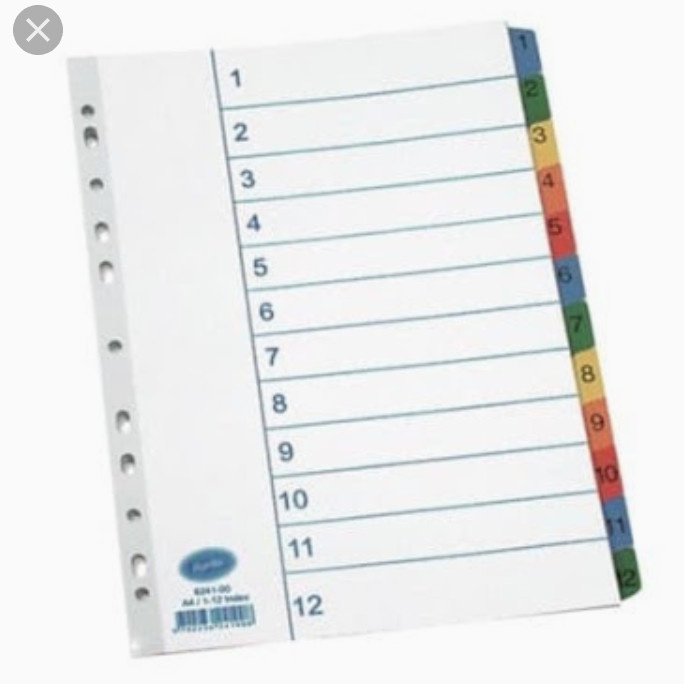 

Eklusif Devider/Pembatas File Bantex A4 6241 Angka 1-12 Hot Sale