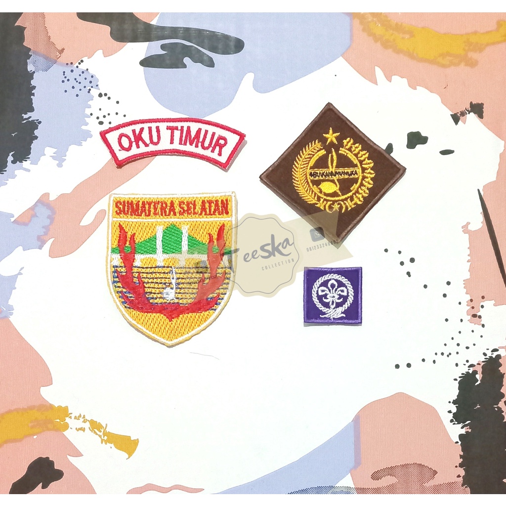 Set Atribut  Seragam Pramuka Logo Tunas Kelapa dan Wosm, Logo Kwartir Daerah ( Kwarda ) Sumatera Sel