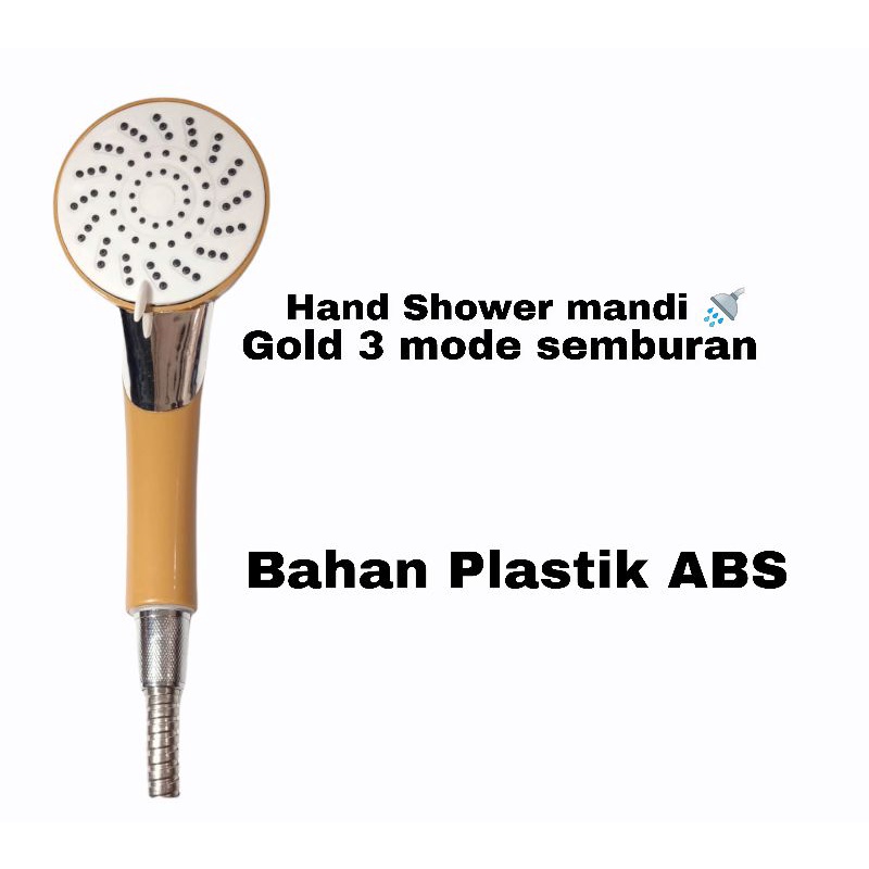 Hand Shower Genggam Abs Gold High Quality Tanpa Selang Tekanan Kencang 5 Mode Semburan 1/2&quot; Promo