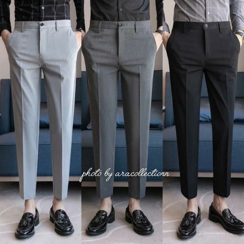 Celana Bahan Celana Panjang Chinos Ankle Pant Fashion Pria Korean Style Slimfit