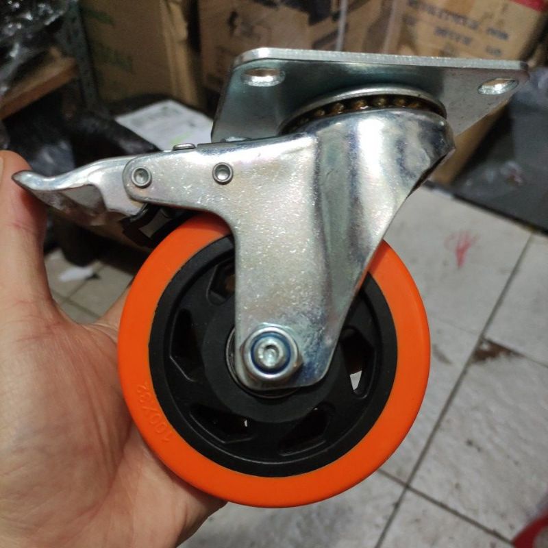 roda orange 4in rem (kunci)/roda pvc nilon 4&quot; harga 1pc