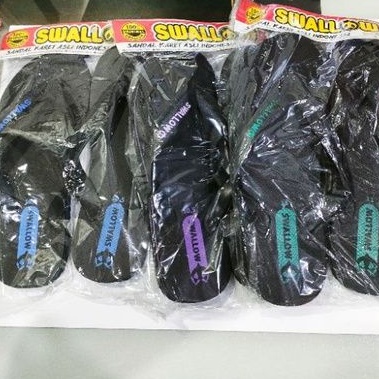 sandal swallow hitam size 9,5 -11 isi 6 pasang