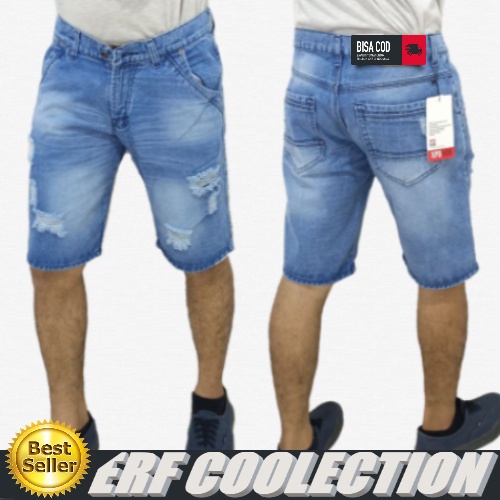Celana Pendek Pria Keren Distro Model Sobek Robek / Celana Pendek Sobek / Celana Jeans Pendek Pria /
