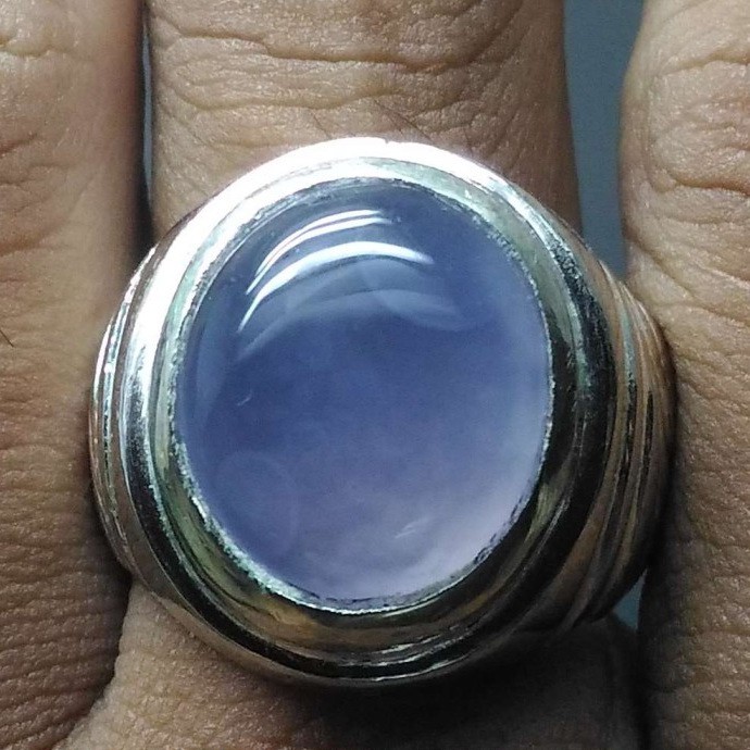 Cincin Batu Akik Biru Langit Baturaja Asli