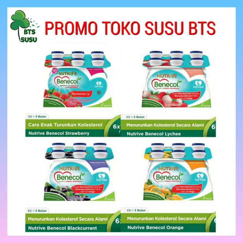 

Nutrive Benecol 1 karton 1 Dus isi 36 botol 6x6pack 100ml minuman penurun kolesterol