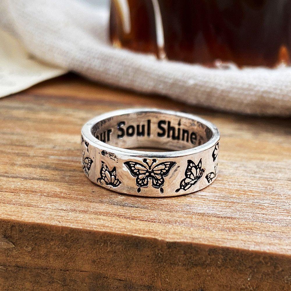 Lily Butterfly Ring Set Hadiah Hiasan Tangan Bohemian Gaya Korea Wanita Perhiasan