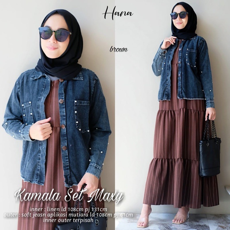 KAMALA SET MAXY/ DRESS ROMPI/ GAMIS ROMPI JEANS/ DAILY DRESS/ GAMIS OUTER