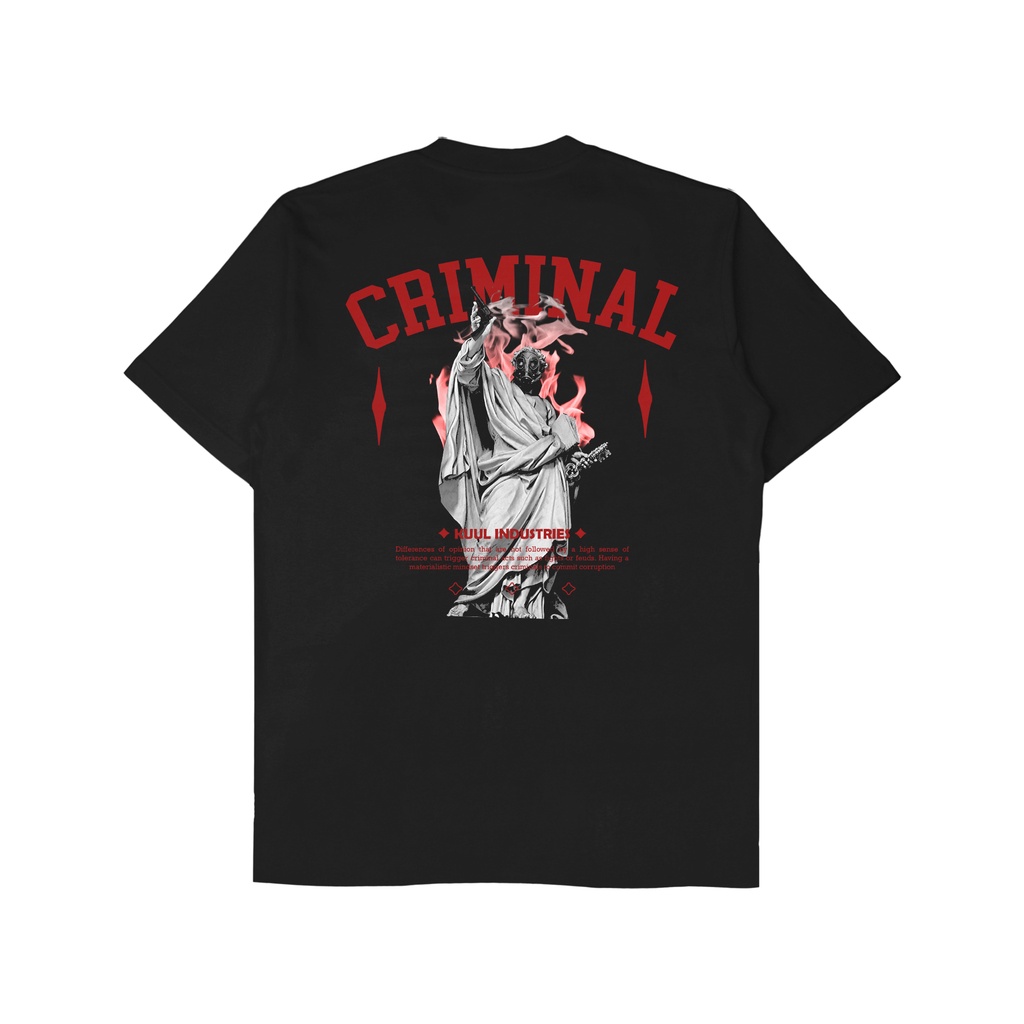 Kuul Industries - Tshirt Criminal Black | Kaos Baju Cotton Katun Pria Wanita Distro | Kaos Oblong | Tshirt Hitam Street Wear