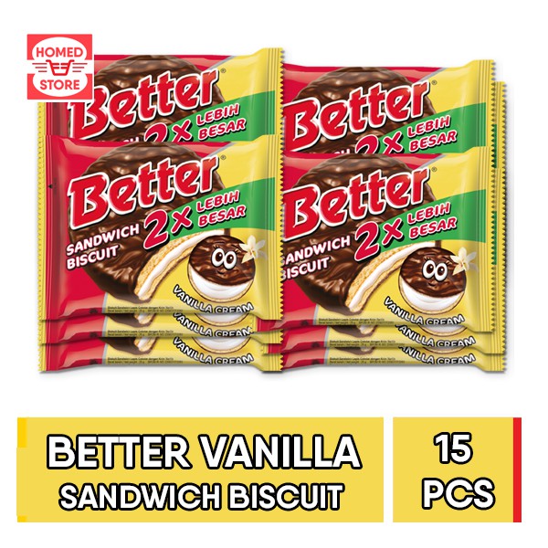 

Better Sandwich Biskuit Vanilla 1 Renceng (15 Pcs) MURAH