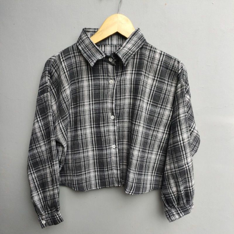 crop top tartan / crop top flanel / kemeja crop wanita-Motif 40
