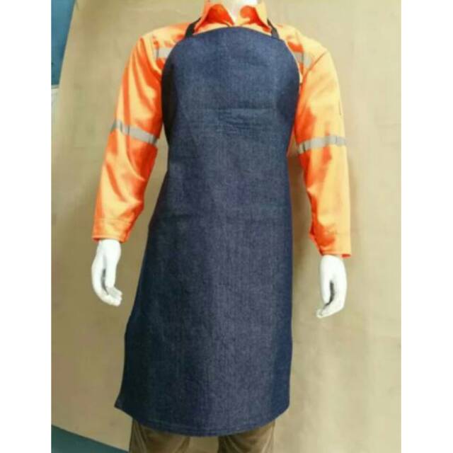 Apron dada bahan jeans/apron celemek las/ apron dada bahan levis