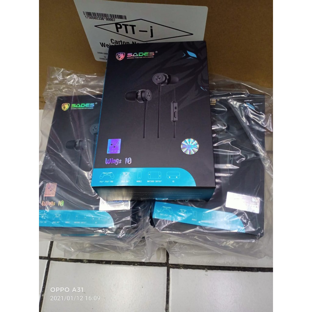 sades wings 10 earphone gaming original garansi resmi