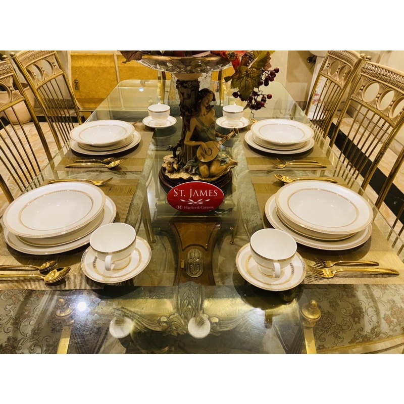 Dinner Set Saint James Marakesh White Gold 20 Gold Mewah Cantik