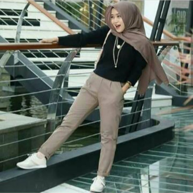 BAGGY PANTS PREMIUM AMERICAN DRILL CELANA PANJANG WANITA M,L,XL,XXL.