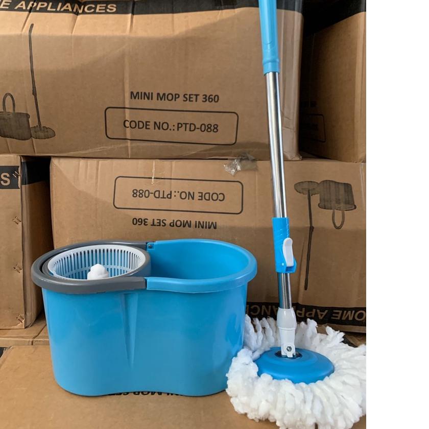 ✺ Pel Lantai putar Pel Lantai serbaguna Spin mop pel lantai plastik Mini Mop Set TRI-J 360 Magic Mop