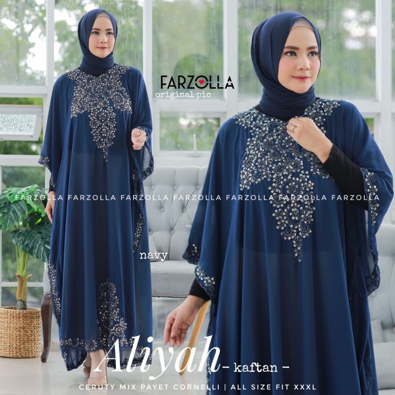 Kaftan Agatha Luna Asmiranda Gemini Isyana Chloe Aliyah Gamis Jumbo Original-Navy