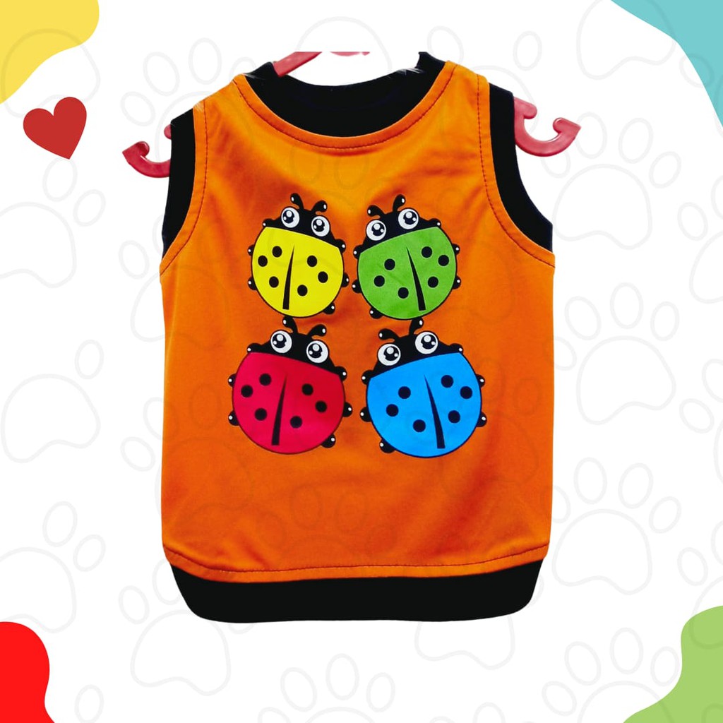 Kaos Kucing dan Anjing Motif Lady Bird