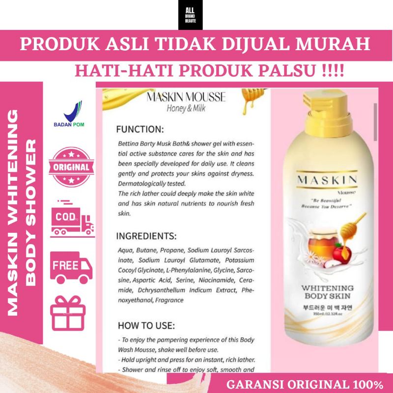 (HONEY)MASKIN WHITENING BODY SKIN SHOWER/MADE IN KOREA/MASKIN MOUSSE/AMAN BUMIL BUSUI/SABUN MANDI/FR
