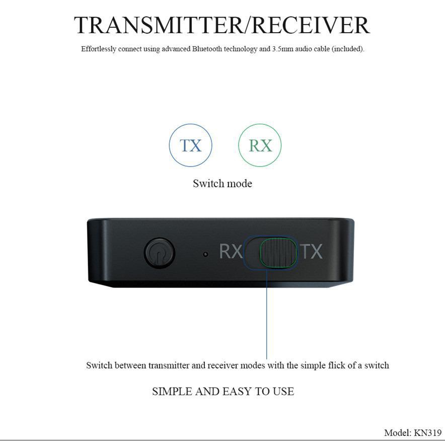 TEBE 2 in 1 Audio Bluetooth 5.0 Transmitter &amp; Receiver 3.5mm KN321 Black INT503 Grab Medan