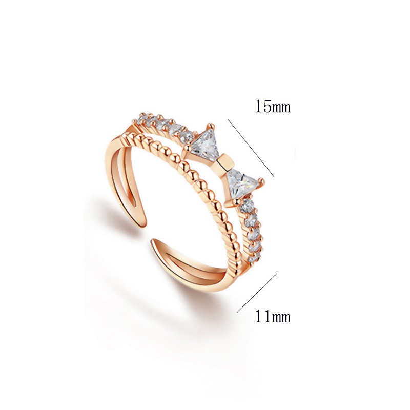 Cincin busur berlian imitasi imut Korea rings wanita