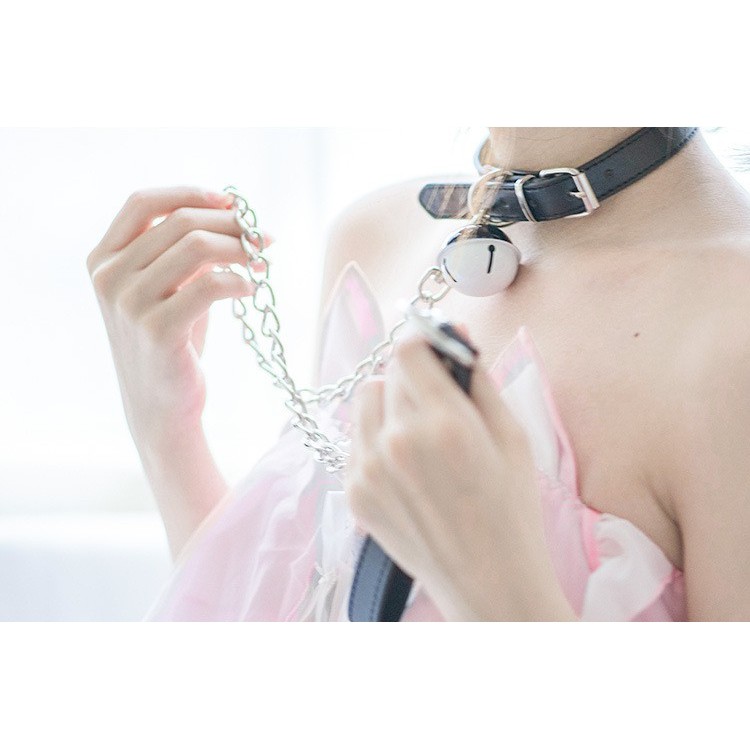 CH-08 kalung choker bell lonceng rantai tali kulit nekomimi kucing