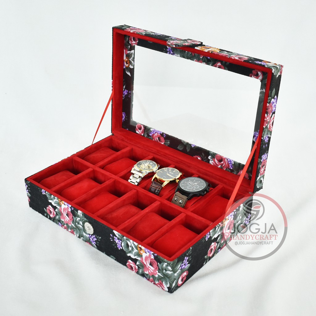 PROMO MOTIF - Kotak Tempat Jam Tangan Isi 12 / Box Jam / Watch Box Full Motif