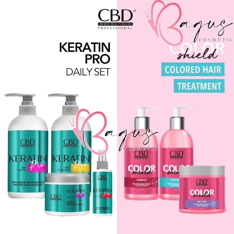 ⭐BAGUS⭐ CBD Professional Hair Treatment Keratin Color Shield Series | Keratin Pro | Shampo 1000ml | Conditioner | Hair Mask | Hair Vitamin Spray | 1kg, 500 250