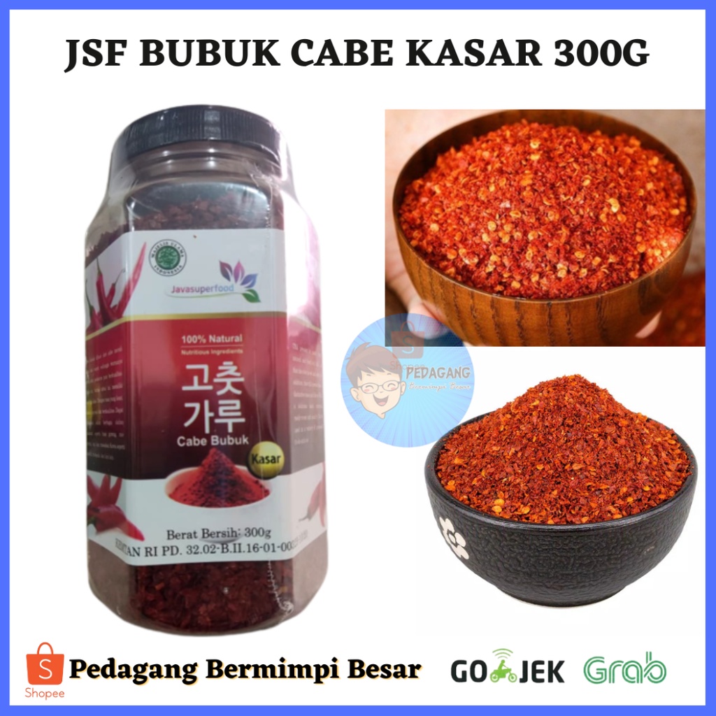 JSF BUBUK CABE KASAR 300G/ Chili Powder Kasar/ Cabe Bubuk Kasar/ Gochugaru - Bubuk Cabe Kasar