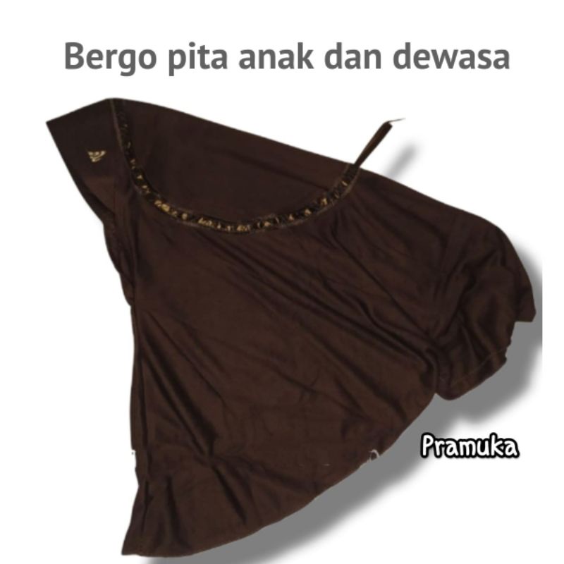 hijab kerudung jilbab instan bergo anak sekolah sd smp sma dewasa serut pita atas warna coklat tua p