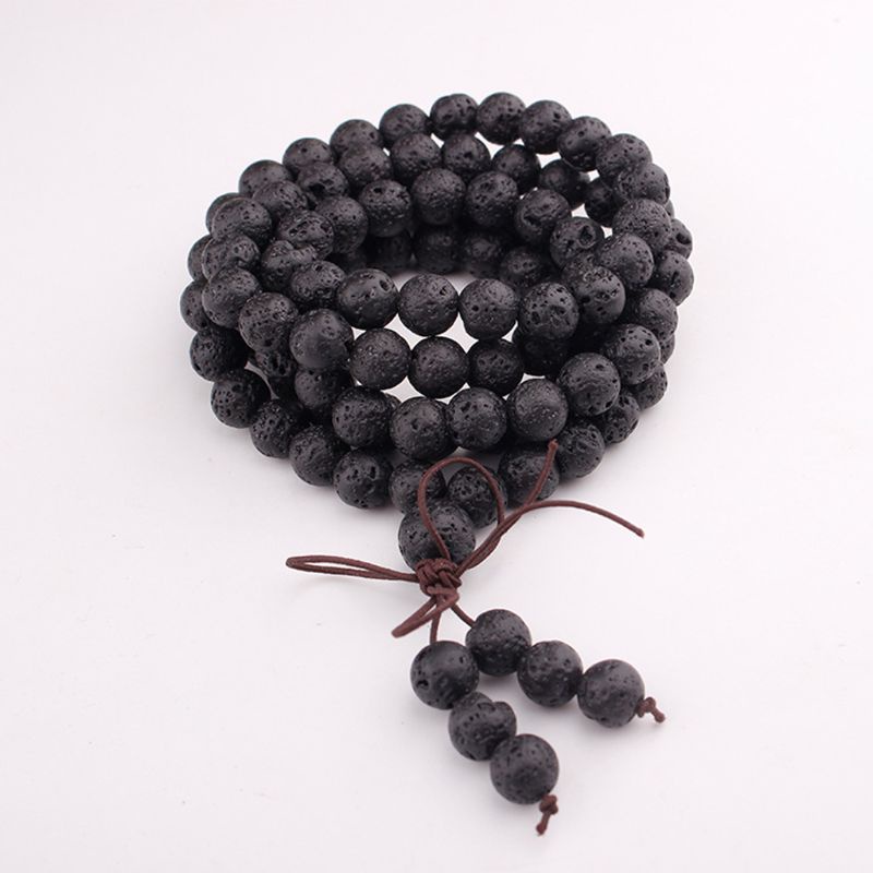 SIY  108 Natural Gemstone Buddha Prayer Beads Mala Bracelets Buddhist Rosary Necklace