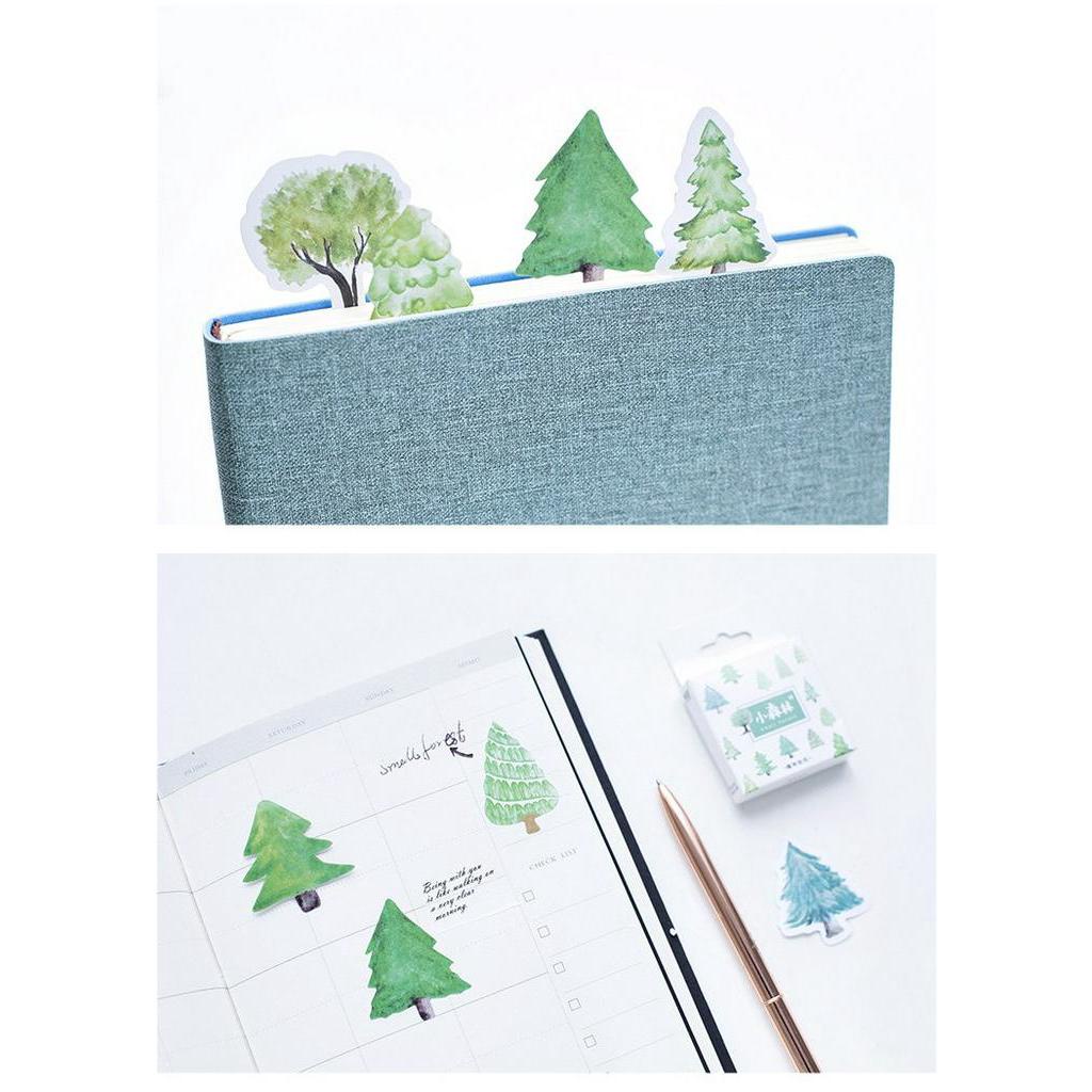 46pcs/set Stiker Kertas Pola Tanaman Pohon Hutan Hijau Dengan Perekat Untuk Scrapbook Diy