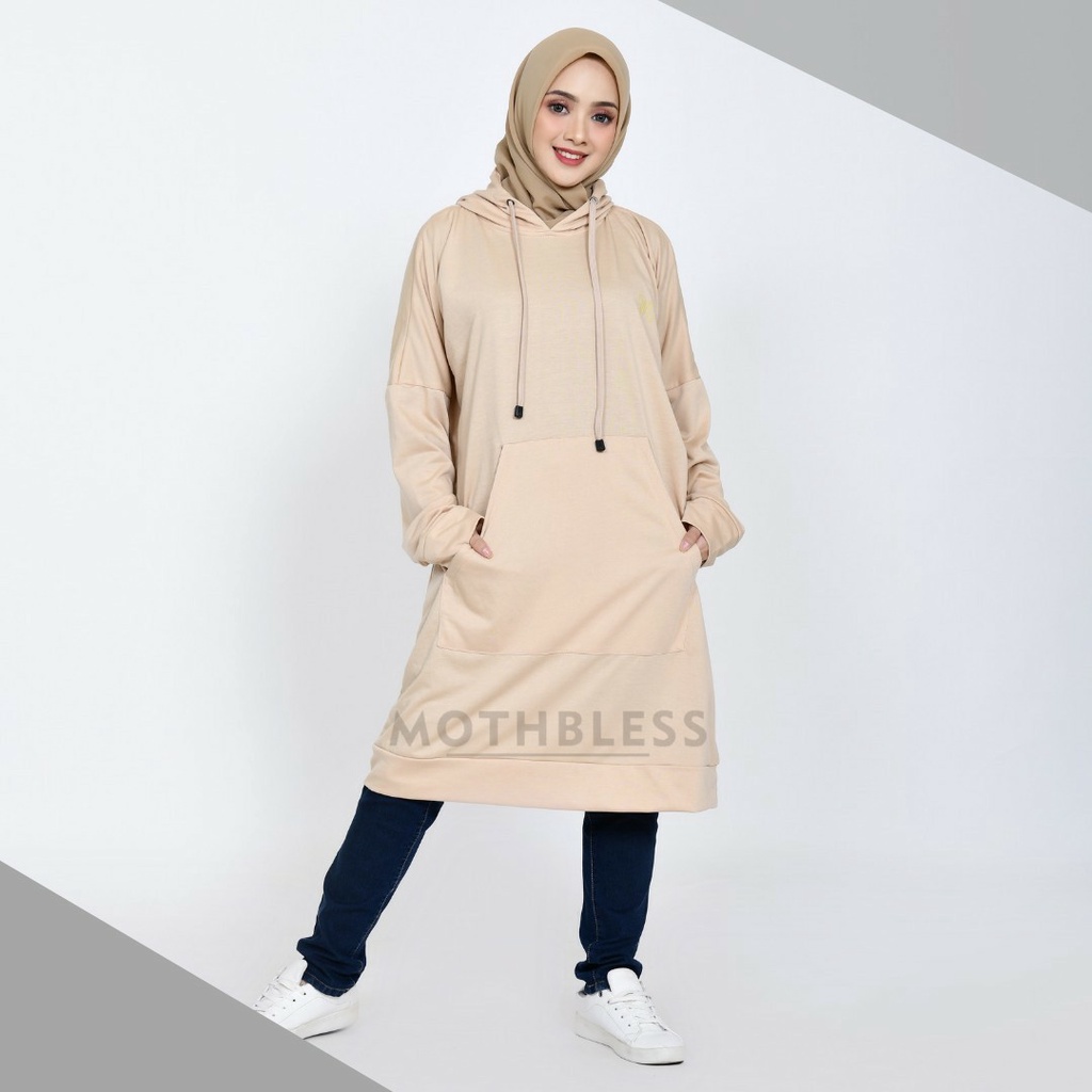 Sweater hoodie Jubah wanita HERMOSA WOMEN'S / JAKET HOODIE JUBAH KASUAL / HOODIE HIJAB COTTON TEBAL