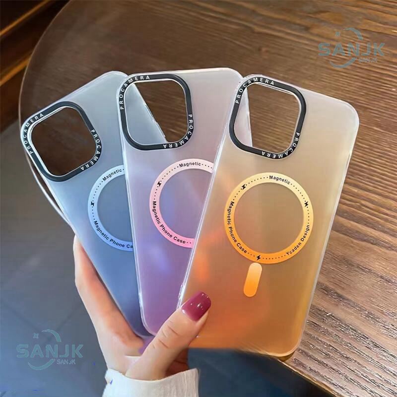 Matte Gradient Magnetic Phone Case for iPhone 14 12 13 Pro Max 12 mini 13mini 14 PRO MAX Acrylic Shock Resistant Premium Lens Cover