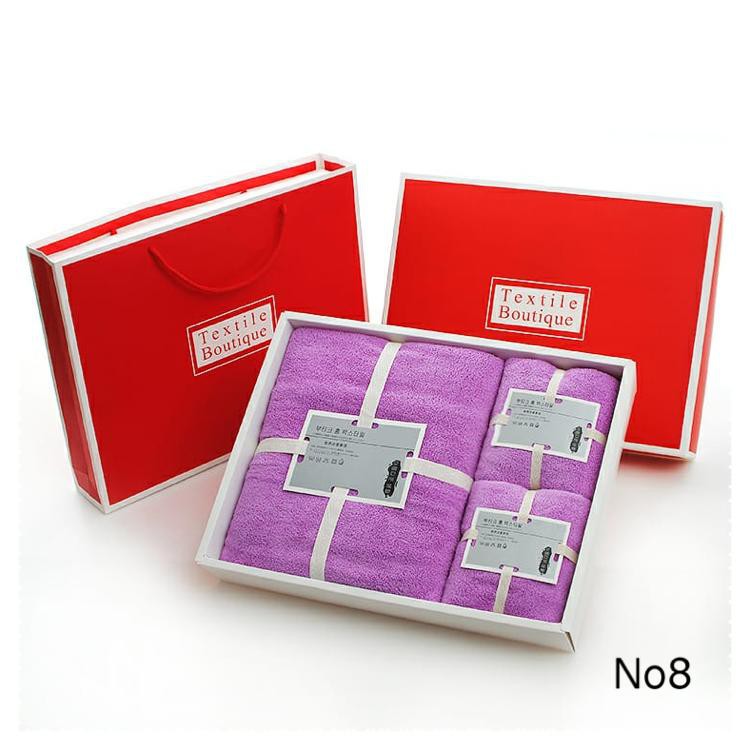 [JUALSEMUA18]Handuk set dapat box + Paper Bag / handuk serap air 1set 3 pcs premium 8003