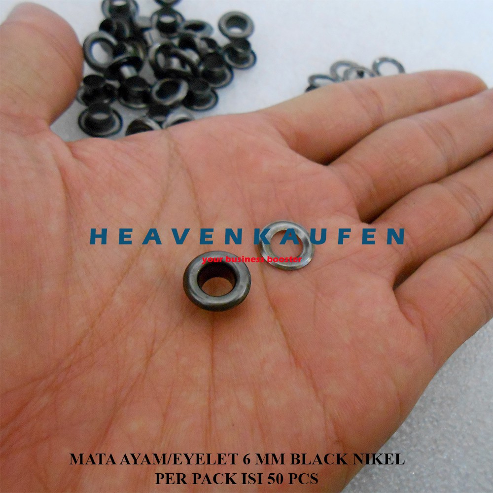 Mata Ayam Eyelet 6 mm Warna Black Nikel Harga Per Pack isi 50 Pcs